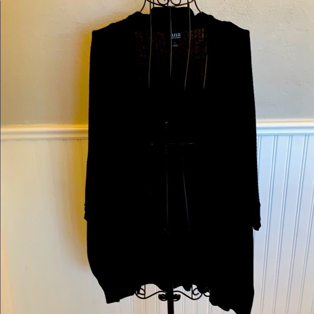 ♥️ ana A New Approach BlackSheer HighLowSweater Lg